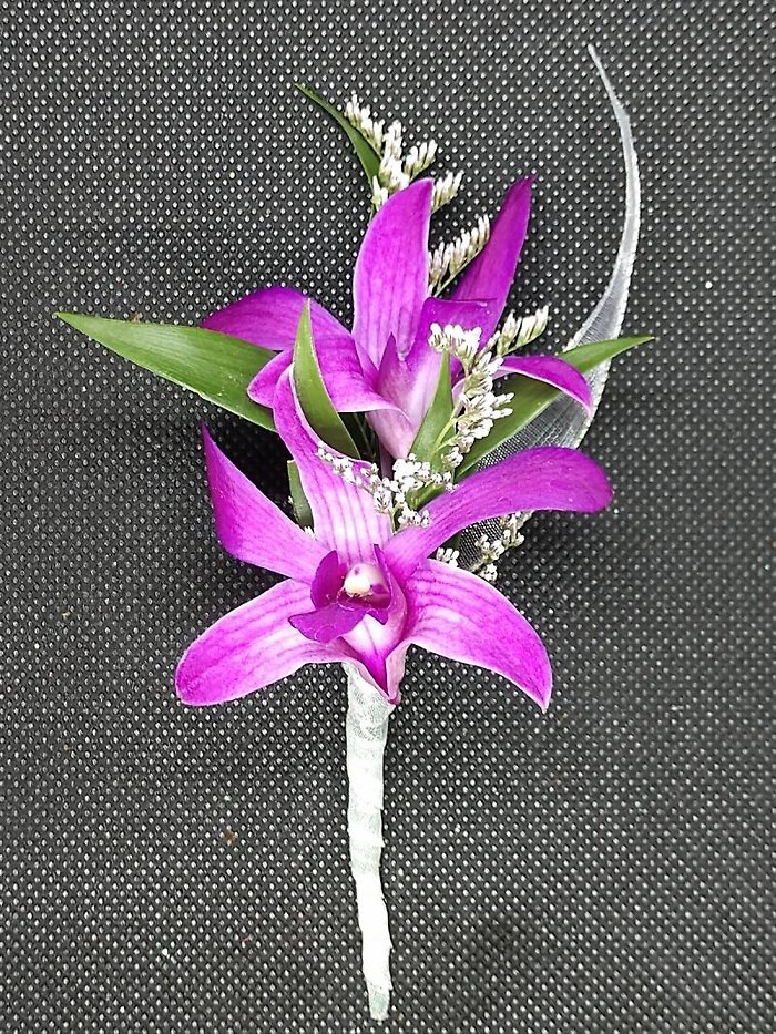 Purple Orchids Linear Wristlet Corsage