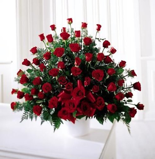 Red Rose Funeral Basket