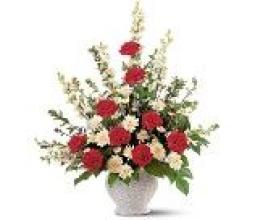Red & White Funeral Basket