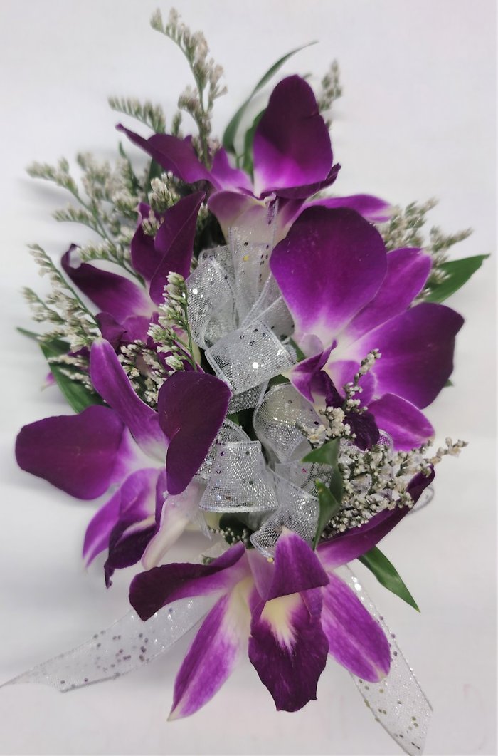 Double Purple Orchids Boutonniere