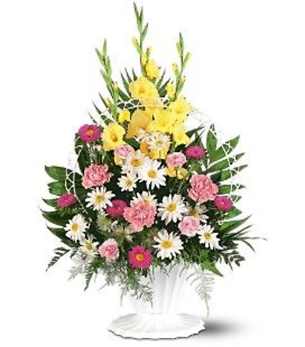 Pink, Yellow, & White Funeral Basket