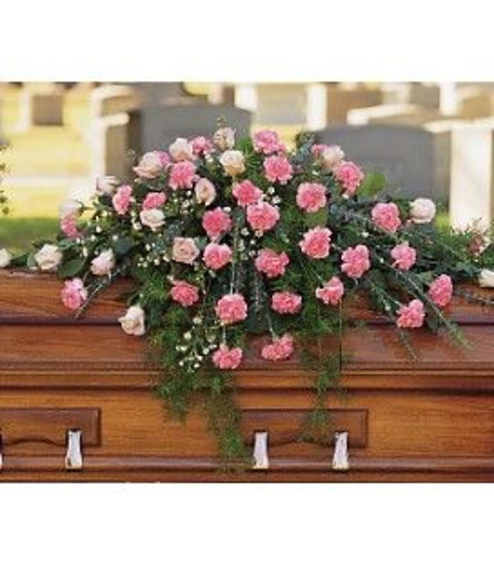 Pink Rose & Carnation Casket Cover