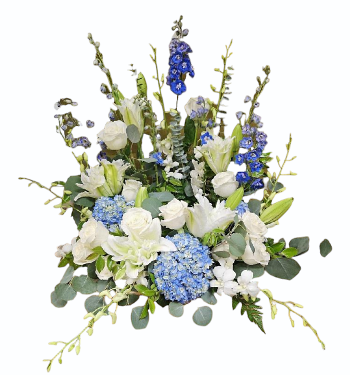 Blue and White Cremation Wreath