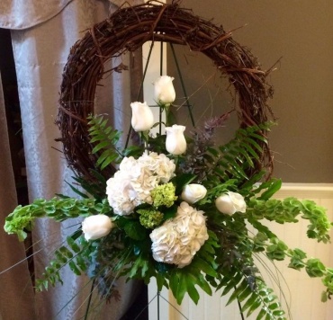 Grapevine Wreath with White Flowers